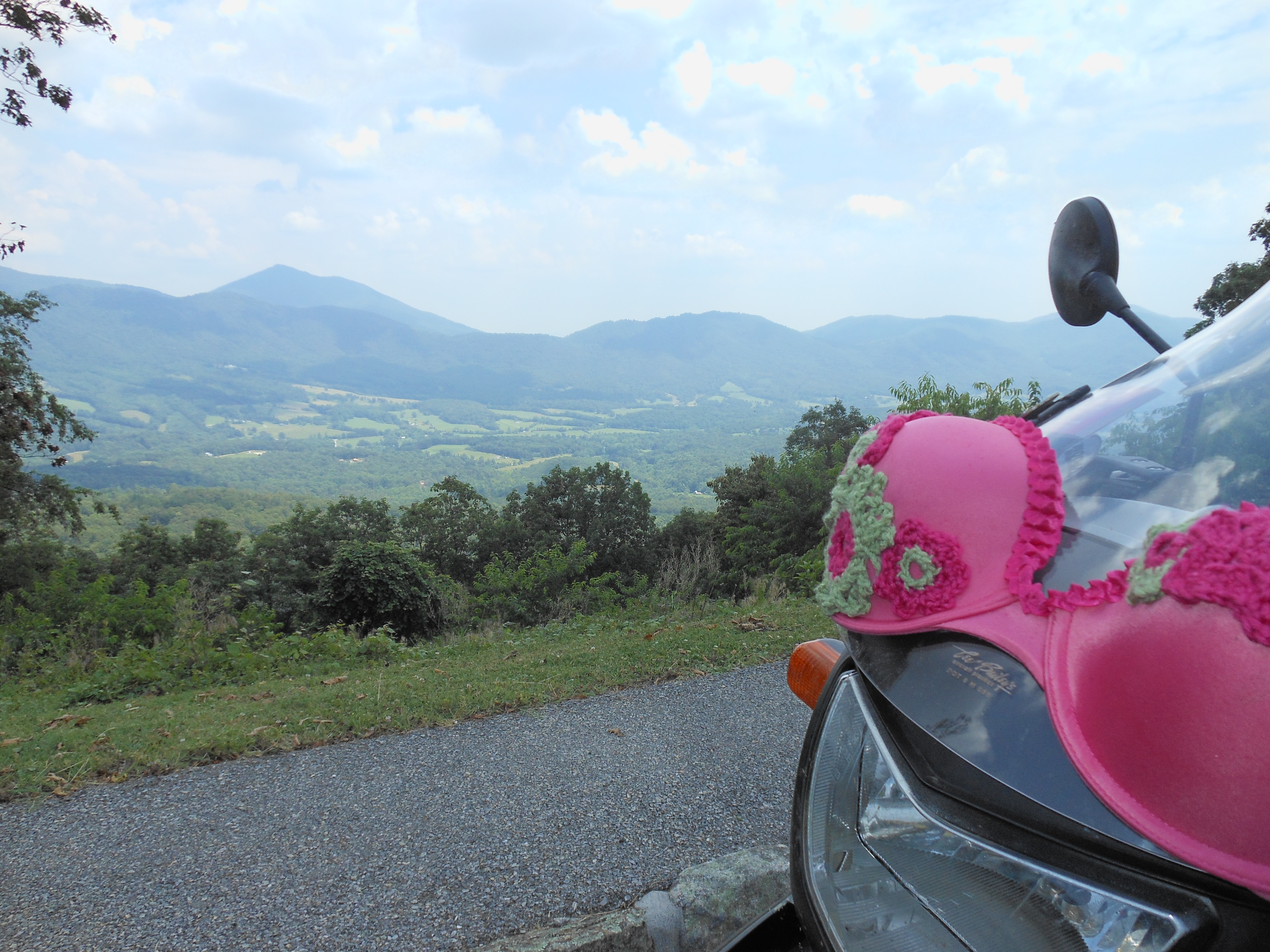Tamela Rich's motorcycle on the Blue Ridge Parkway