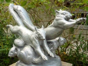 Squirrels cast in aluminium