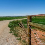 Wyoming pasture, fence, road and horizon