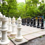 outdoor chess set at Gettysburg KOA under the trees