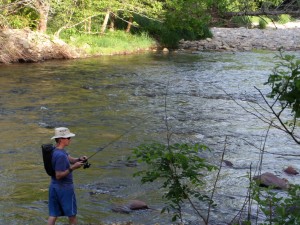 Matt fly fishing in the Raven Fork River