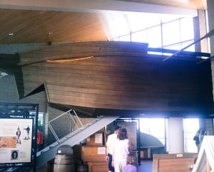 This 55' keelboat replica pierces the window, allowing visitors to climb up and see the Missouri River