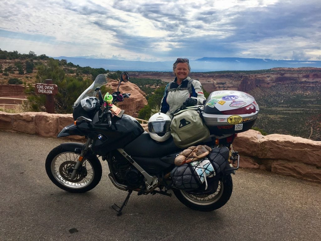 Motorcyclist Tamela Rich at Colorado National Monument, 2018