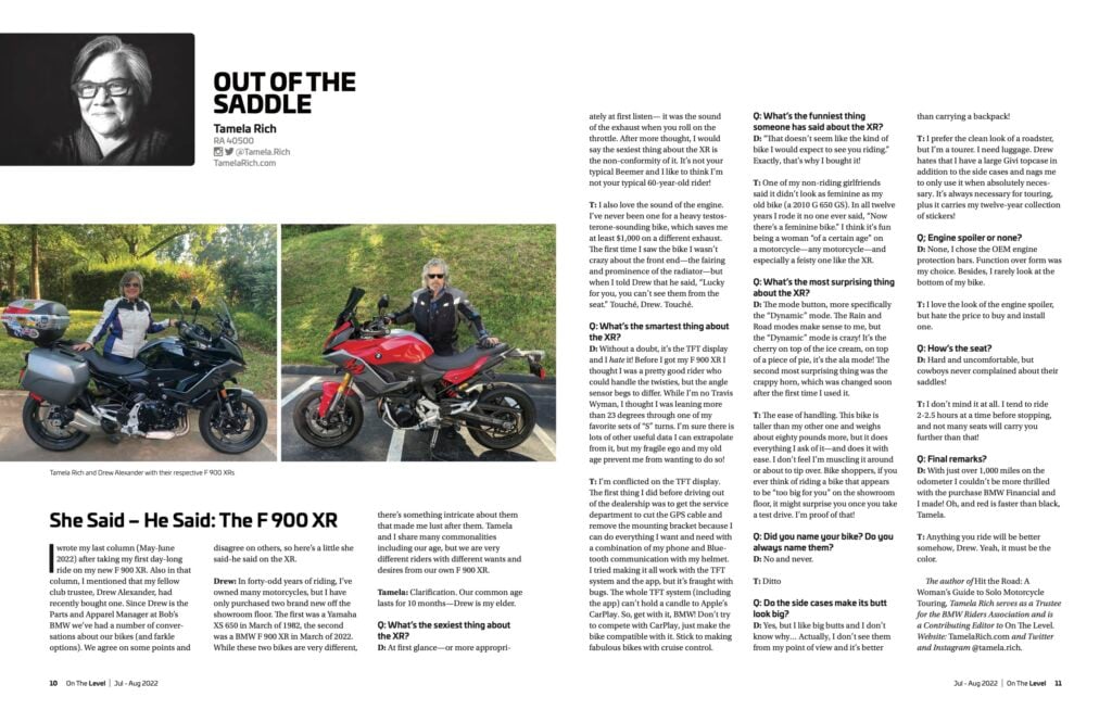 She Said – He Said: The F 900 XR