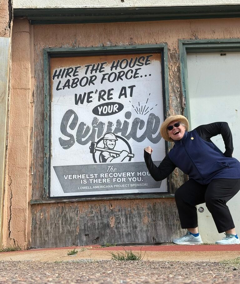 Tamela hamming for the camera in Lowell, AZ